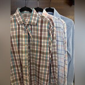 Three Peter Millar M Men's Multicolor Plaid Shirts